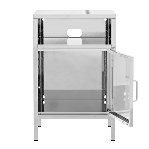 Pera Komodin Açık Raflı 41,5 X 40 X 64,50 Cm - Gümüş Renk - Efekt Boyalı