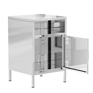 Pera Komodin Açık Raflı 41,5 X 40 X 64,50 Cm - Gümüş Renk - Efekt Boyalı