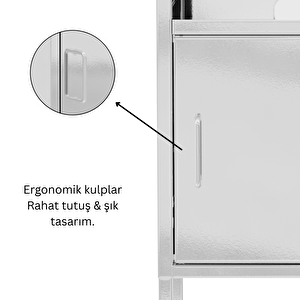 Pera Komodin Açık Raflı 41,5 X 40 X 64,50 Cm - Gümüş Renk - Efekt Boyalı