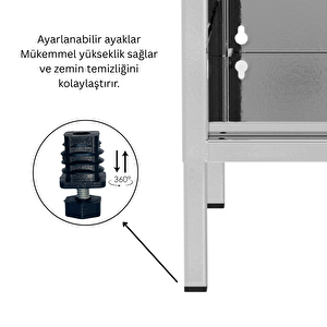 Pera Komodin Açık Raflı 41,5 X 40 X 64,50 Cm - Gümüş Renk - Efekt Boyalı