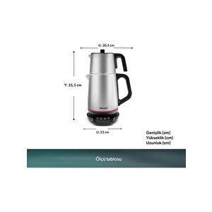1708 Royaltea Paslanmaz Çelik Konuşan Çay Makinesi Inox-siyah 1800 W