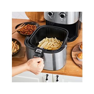 Multifry Inox Double Pan Airfryer 5,5 L Xl Kapasiteli Sıcak Hava Fritözü