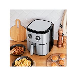 Multifry Inox Double Pan Airfryer 5,5 L Xl Kapasiteli Sıcak Hava Fritözü