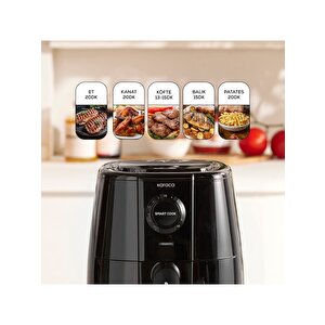 Smart Cook 60 Dakikaya Kadar Zaman Ayarlı Compact Airfryer Black 2 Kişilik