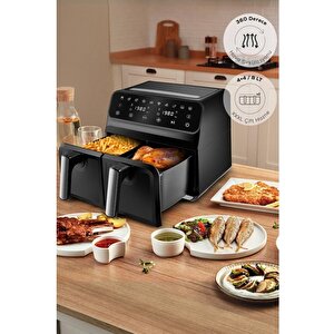 Karaca Multifry Xxxl 4+4 L Dijital Twin Çift Hazneli Yağsız Airfryer – Zamanlayıcı, Enerji Tasarrufu, Kolay Temizlik