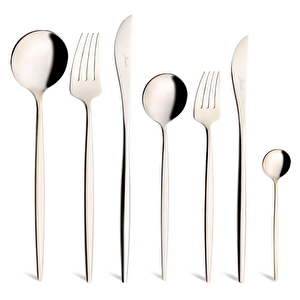 9000 Şampanya 84 Parça 12 Kişilik Çatal Kaşık Bıçak Takımı