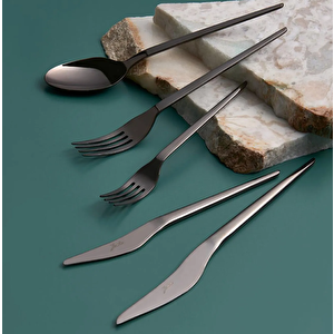 5700 Cius Titanyum Siyahm 12 Kişilik 84 Parça Çatal Kaşık Bıçak Takımı