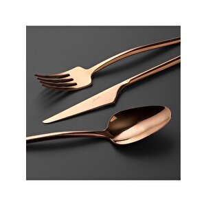 5500 84 Parça 12 Kişilik Çatal Kaşık Bıçak Seti Titanyum Bronz