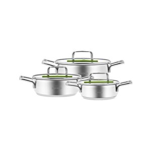 Arya İndüksiyon Tabanlı 6 Parça Midi Çelik Tencere Seti Yeşil