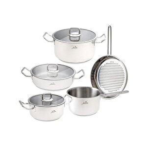 8 Parça Derin Tencere Seti 20-24 Cm 304 Paslanmaz Çelik Gövde İndüksiyon Ve Fırın Kullanımına Uygun