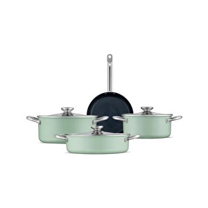 Jumbo Mint Green 7 Parça Granit Tencere Seti