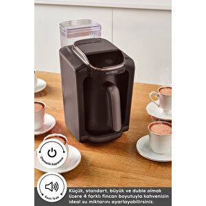 Hatır Otomatik Su Alma Hazneli Türk Kahve Makinesi 5 Fincan Kapasiteli Walnut Brown