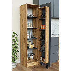 "zelvin" Tek Kapakli Raflı Kiler Dolabı Banyo Dolabı, Mutfak Dolabı Çok Amaçlı Dolap Ahşap