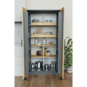 "zelvin" 2 Kapakli Raflı Kiler Dolabı Banyo Dolabı, Mutfak Dolabı Çok Amaçlı Dolap Akçaağaç