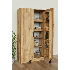 "zelvin" 2 Kapakli Raflı Kiler Dolabı Banyo Dolabı, Mutfak Dolabı Çok Amaçlı Dolap Ahşap