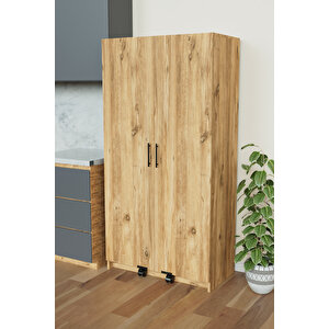 "zelvin" 2 Kapakli Raflı Kiler Dolabı Banyo Dolabı, Mutfak Dolabı Çok Amaçlı Dolap Ahşap