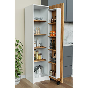 "zelvin" Tek Kapakli Raflı Kiler Dolabı Banyo Dolabı, Mutfak Dolabı Çok Amaçlı Dolap Beyaz