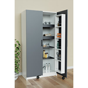 "zelvin" 2 Kapakli Raflı Kiler Dolabı Banyo Dolabı, Mutfak Dolabı Çok Amaçlı Dolap Antrasit