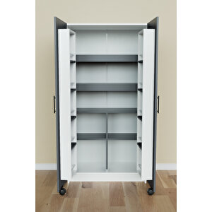 "zelvin" 2 Kapakli Raflı Kiler Dolabı Banyo Dolabı, Mutfak Dolabı Çok Amaçlı Dolap