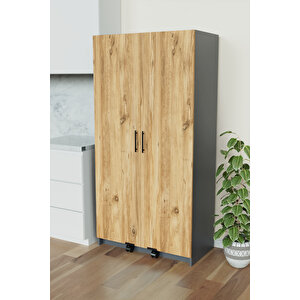 "zelvin" 2 Kapakli Raflı Kiler Dolabı Banyo Dolabı, Mutfak Dolabı Çok Amaçlı Dolap Ahşap