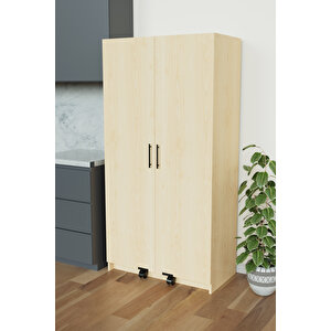 "zelvin" 2 Kapakli Raflı Kiler Dolabı Banyo Dolabı, Mutfak Dolabı Çok Amaçlı Dolap Akçaağaç