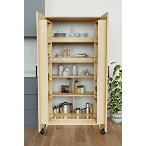 "zelvin" 2 Kapakli Raflı Kiler Dolabı Banyo Dolabı, Mutfak Dolabı Çok Amaçlı Dolap Akçaağaç