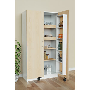 "zelvin" 2 Kapakli Raflı Kiler Dolabı Banyo Dolabı, Mutfak Dolabı Çok Amaçlı Dolap Akçaağaç