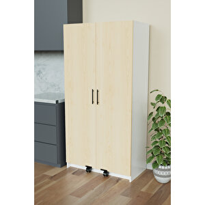 "zelvin" 2 Kapakli Raflı Kiler Dolabı Banyo Dolabı, Mutfak Dolabı Çok Amaçlı Dolap Akçaağaç