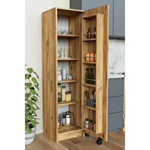 "zelvin" Tek Kapakli Raflı Kiler Dolabı Banyo Dolabı, Mutfak Dolabı Çok Amaçlı Dolap Ahşap