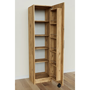 "zelvin" Tek Kapakli Raflı Kiler Dolabı Banyo Dolabı, Mutfak Dolabı Çok Amaçlı Dolap Ahşap