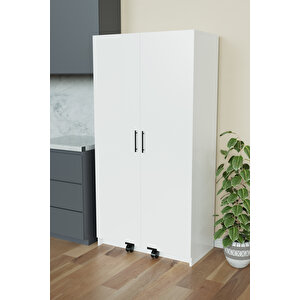 "zelvin" 2 Kapakli Raflı Kiler Dolabı Banyo Dolabı, Mutfak Dolabı Çok Amaçlı Dolap Beyaz