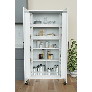 "zelvin" 2 Kapakli Raflı Kiler Dolabı Banyo Dolabı, Mutfak Dolabı Çok Amaçlı Dolap Beyaz