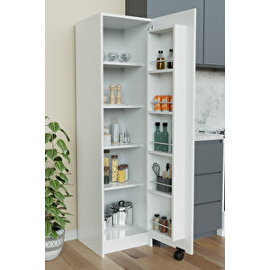 "zelvin" Tek Kapakli Raflı Kiler Dolabı Banyo Dolabı, Mutfak Dolabı Çok Amaçlı Dolap Beyaz