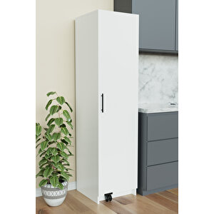 "zelvin" Tek Kapakli Raflı Kiler Dolabı Banyo Dolabı, Mutfak Dolabı Çok Amaçlı Dolap Beyaz