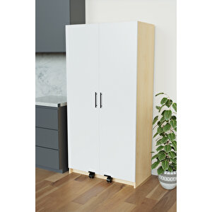 "zelvin" 2 Kapakli Raflı Kiler Dolabı Banyo Dolabı, Mutfak Dolabı Çok Amaçlı Dolap Beyaz