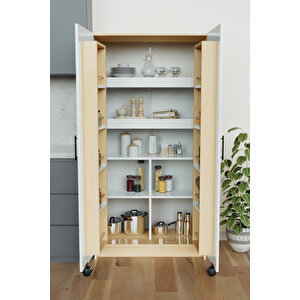 "zelvin" 2 Kapakli Raflı Kiler Dolabı Banyo Dolabı, Mutfak Dolabı Çok Amaçlı Dolap Beyaz