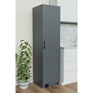 "zelvin" Tek Kapakli Raflı Kiler Dolabı Banyo Dolabı, Mutfak Dolabı Çok Amaçlı Dolap Antrasit