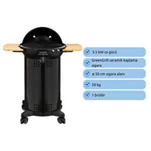 Cadac Citi Chef 50 Siyah Barbekü - Greengrill Kaplama, Termometreli Kapak
