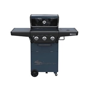 X350 Klasik Gri Mavi Gazlı Barbekü - Led Işıklı Düğmeli, 3 Brülörlü