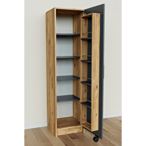 "zelvin" Tek Kapakli Raflı Kiler Dolabı Banyo Dolabı, Mutfak Dolabı Çok Amaçlı Dolap Antrasit