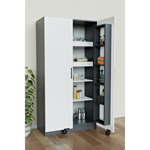 "zelvin" 2 Kapakli Raflı Kiler Dolabı Banyo Dolabı, Mutfak Dolabı Çok Amaçlı Dolap Beyaz