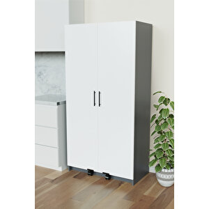 "zelvin" 2 Kapakli Raflı Kiler Dolabı Banyo Dolabı, Mutfak Dolabı Çok Amaçlı Dolap Beyaz