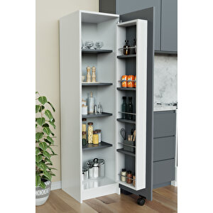 "zelvin" Tek Kapakli Raflı Kiler Dolabı Banyo Dolabı, Mutfak Dolabı Çok Amaçlı Dolap Beyaz