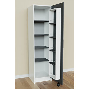 "zelvin" Tek Kapakli Raflı Kiler Dolabı Banyo Dolabı, Mutfak Dolabı Çok Amaçlı Dolap Beyaz