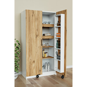 "zelvin" 2 Kapakli Raflı Kiler Dolabı Banyo Dolabı, Mutfak Dolabı Çok Amaçlı Dolap Ahşap