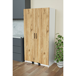 "zelvin" 2 Kapakli Raflı Kiler Dolabı Banyo Dolabı, Mutfak Dolabı Çok Amaçlı Dolap Ahşap