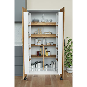 "zelvin" 2 Kapakli Raflı Kiler Dolabı Banyo Dolabı, Mutfak Dolabı Çok Amaçlı Dolap Ahşap