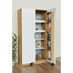 "zelvin" 2 Kapakli Raflı Kiler Dolabı Banyo Dolabı, Mutfak Dolabı Çok Amaçlı Dolap Beyaz