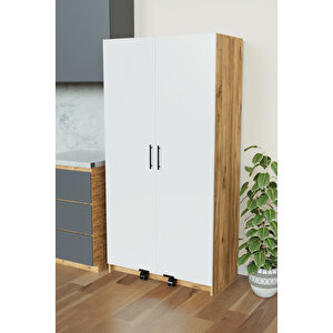 "zelvin" 2 Kapakli Raflı Kiler Dolabı Banyo Dolabı, Mutfak Dolabı Çok Amaçlı Dolap Beyaz