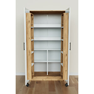 "zelvin" 2 Kapakli Raflı Kiler Dolabı Banyo Dolabı, Mutfak Dolabı Çok Amaçlı Dolap